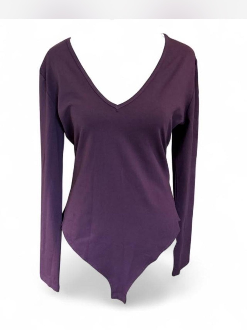 Classic V-Neck Long Sleeve Bodysuit - Purple